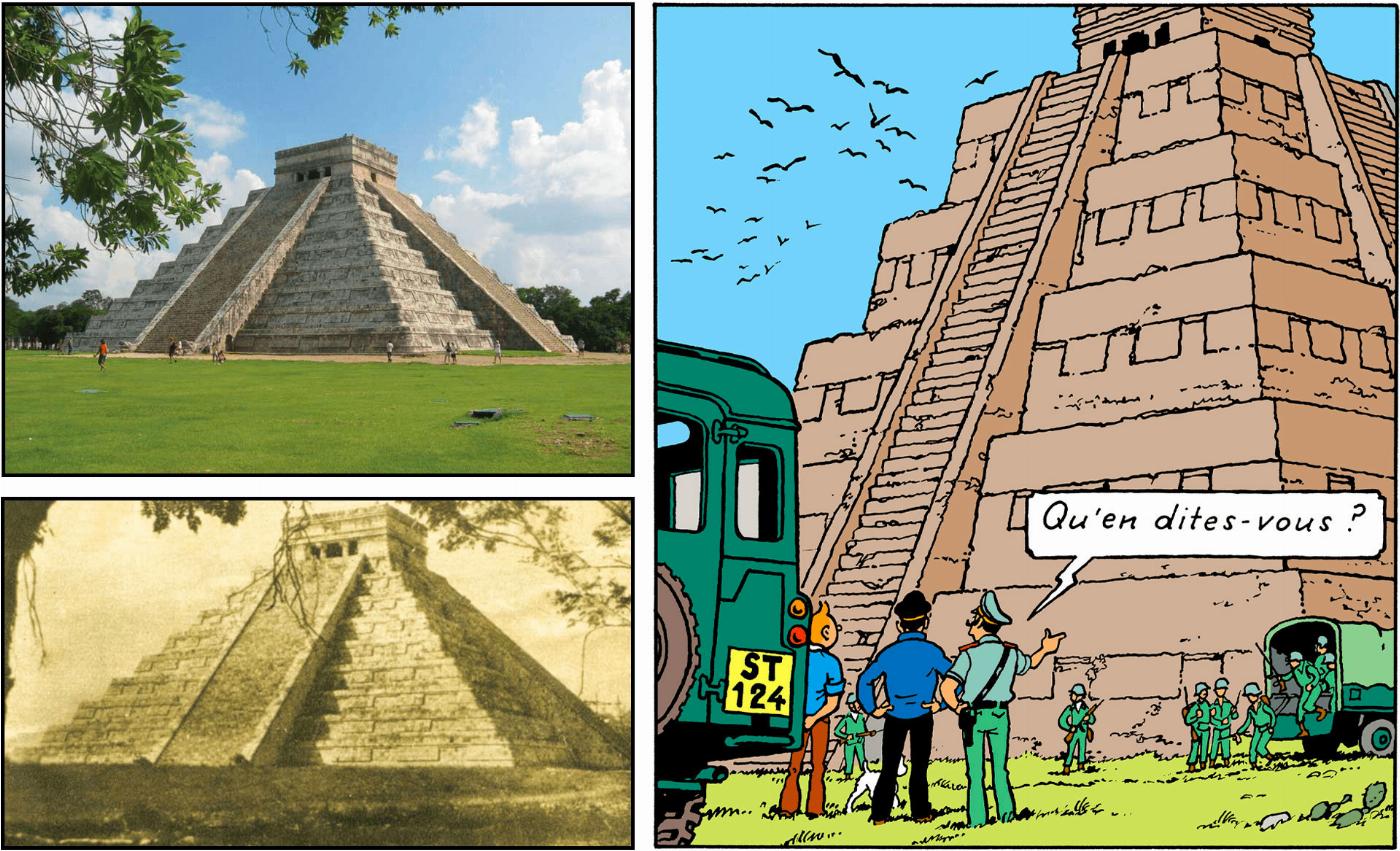 Le Castillo de Kukulcan documentation d'Hergé pour Tintin et les Picaros